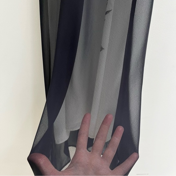 Vintage Y2K Express Sheer Mesh Overlay Black White Floral Maxi Dress Bias Cut - Picture 6 of 10